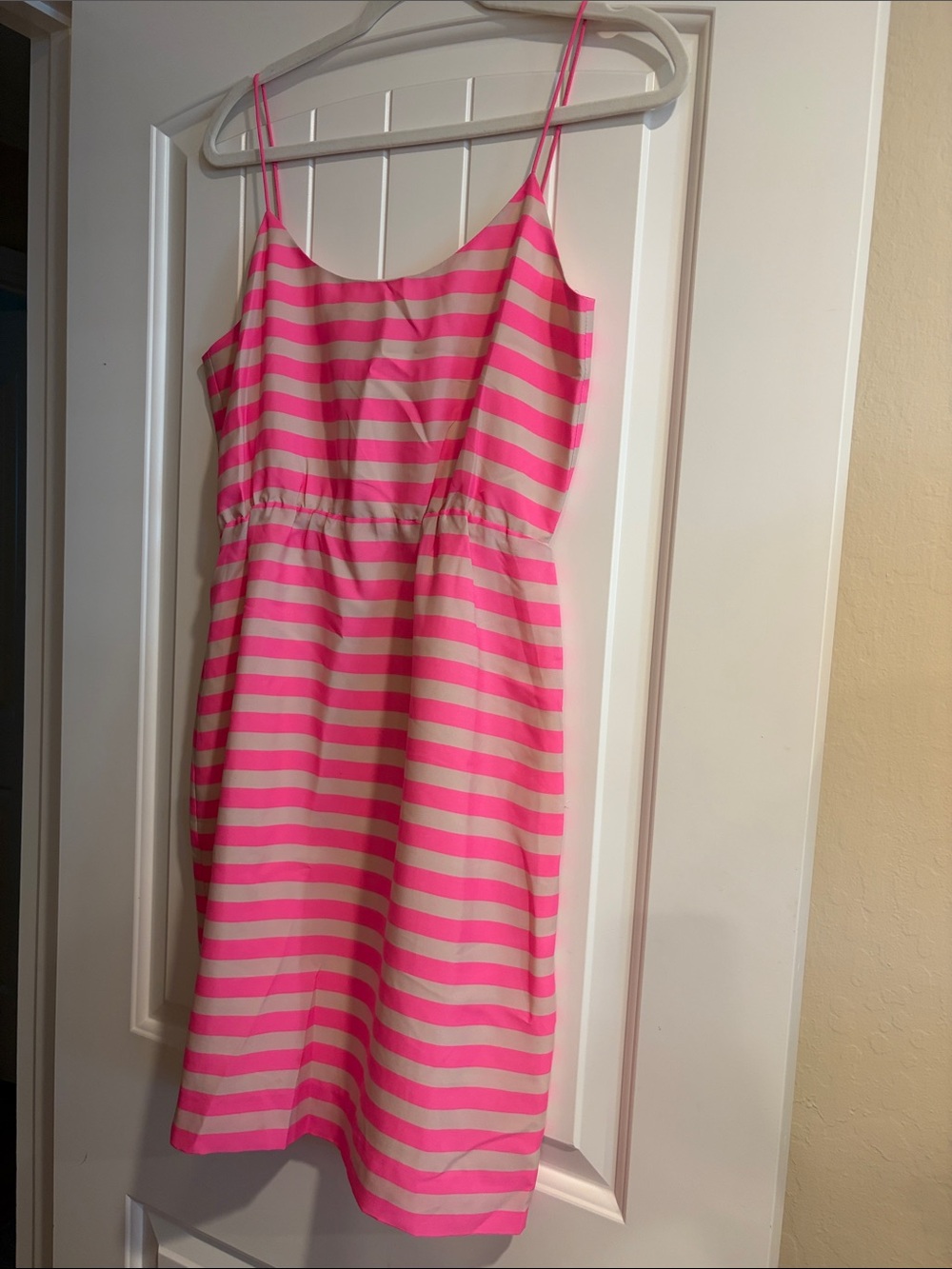 J. Crew Pink and Cream Striped Spaghetti‑Strap Dress